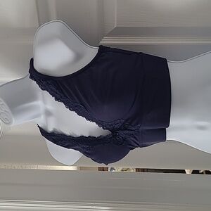Soma Embraceable Wireless Unlined LT Navy Lace Bralette XXL